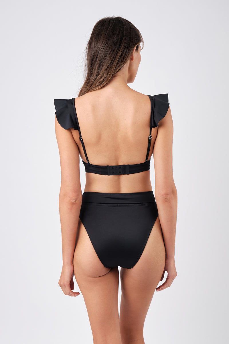 UNE PIECE-Never Say Never Bikini Bralette with Frill BLACK