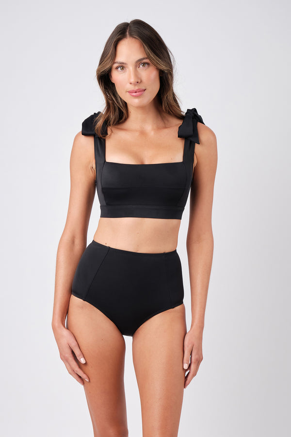 UNE PIECE-Never Say Never High-Waisted Bikini Bottom BLACK