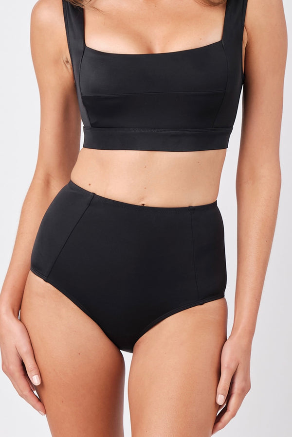 UNE PIECE-Never Say Never High-Waisted Bikini Bottom BLACK