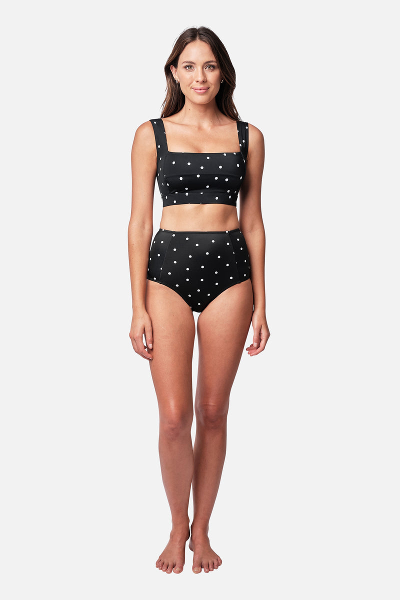 UNE PIECE-Never Say Never High-Waisted Bikini Bottom POLKA NOIR