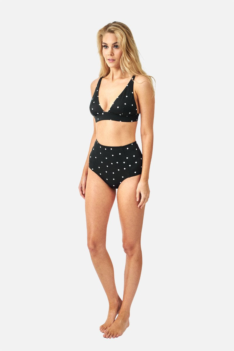 UNE PIECE-Never Say Never High-Waisted Bikini Bottom POLKA NOIR