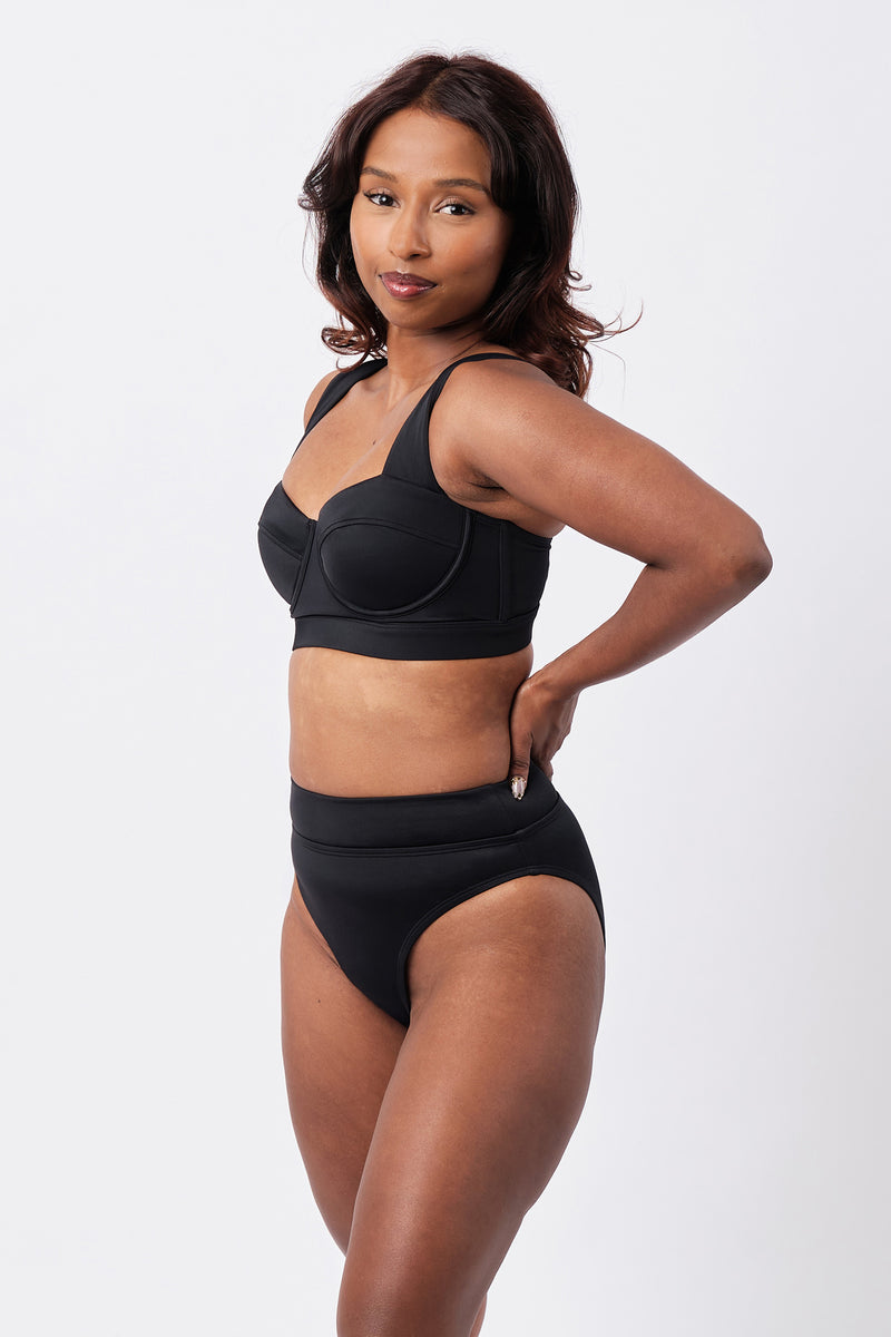 UNE PIECE-Original Bustier Balconette Bikini Bralette BLACK