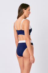 UNE PIECE-Original Bustier Balconette Bikini Bralette NAVY MONOCHROME TEXTURE