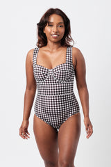 UNE PIECE-Original Bustier Balconette One Piece BLACK GINGHAM
