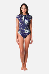 UNE PIECE-Original Sexie Rashie Cap Sleeve LONDON BOTANICAL NAVY