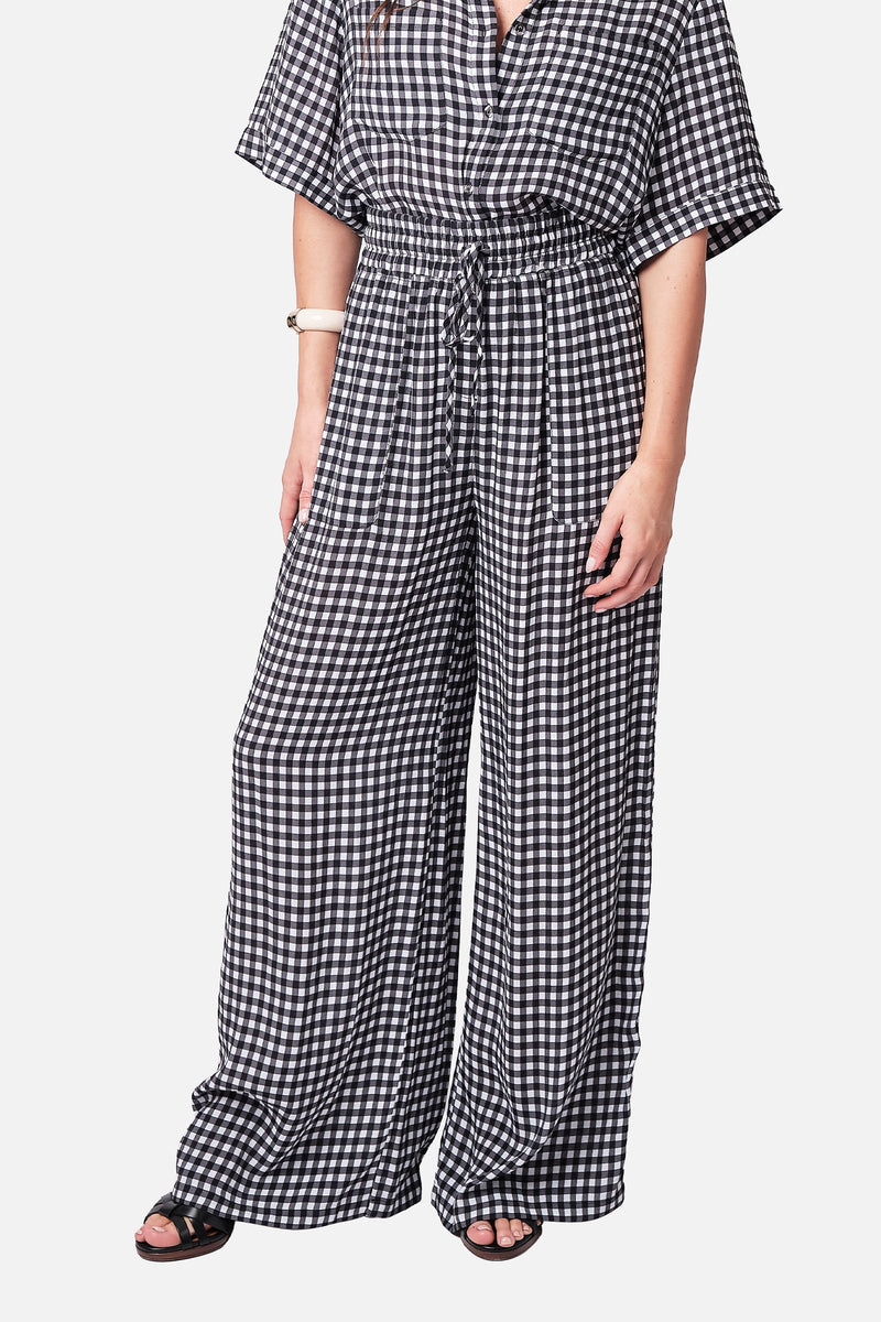 UNE PIECE-Palazzo Pants BLACK GINGHAM