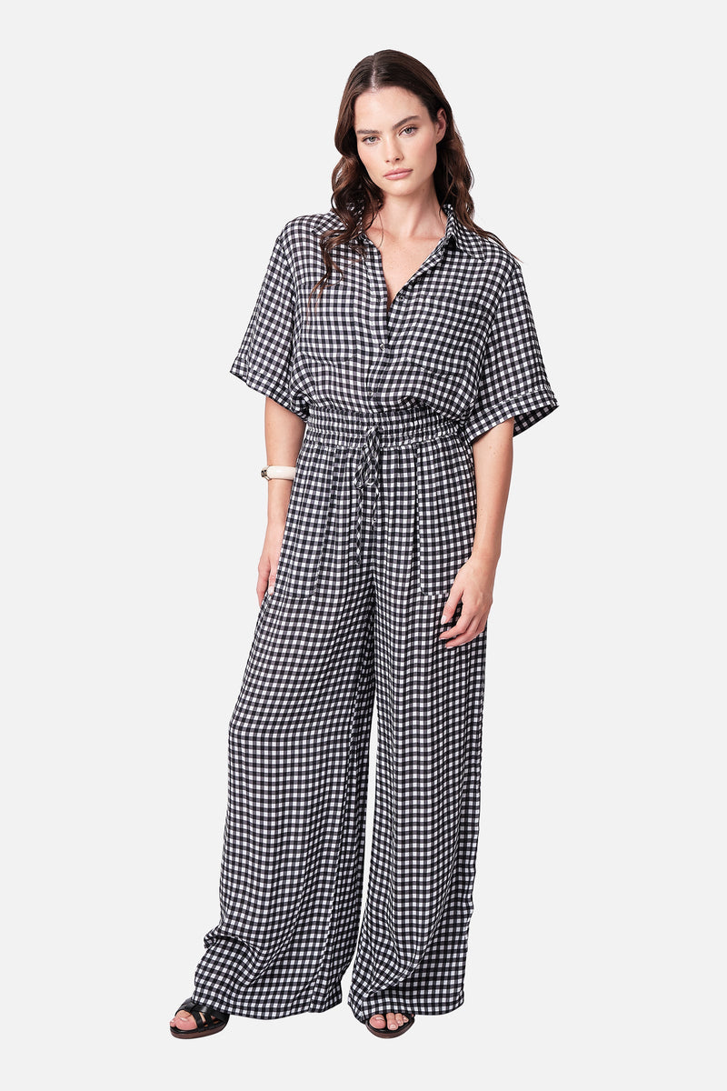 UNE PIECE-Palazzo Pants BLACK GINGHAM