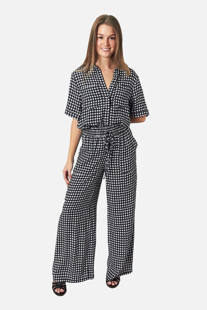 UNE PIECE-Palazzo Pants BLACK GINGHAM