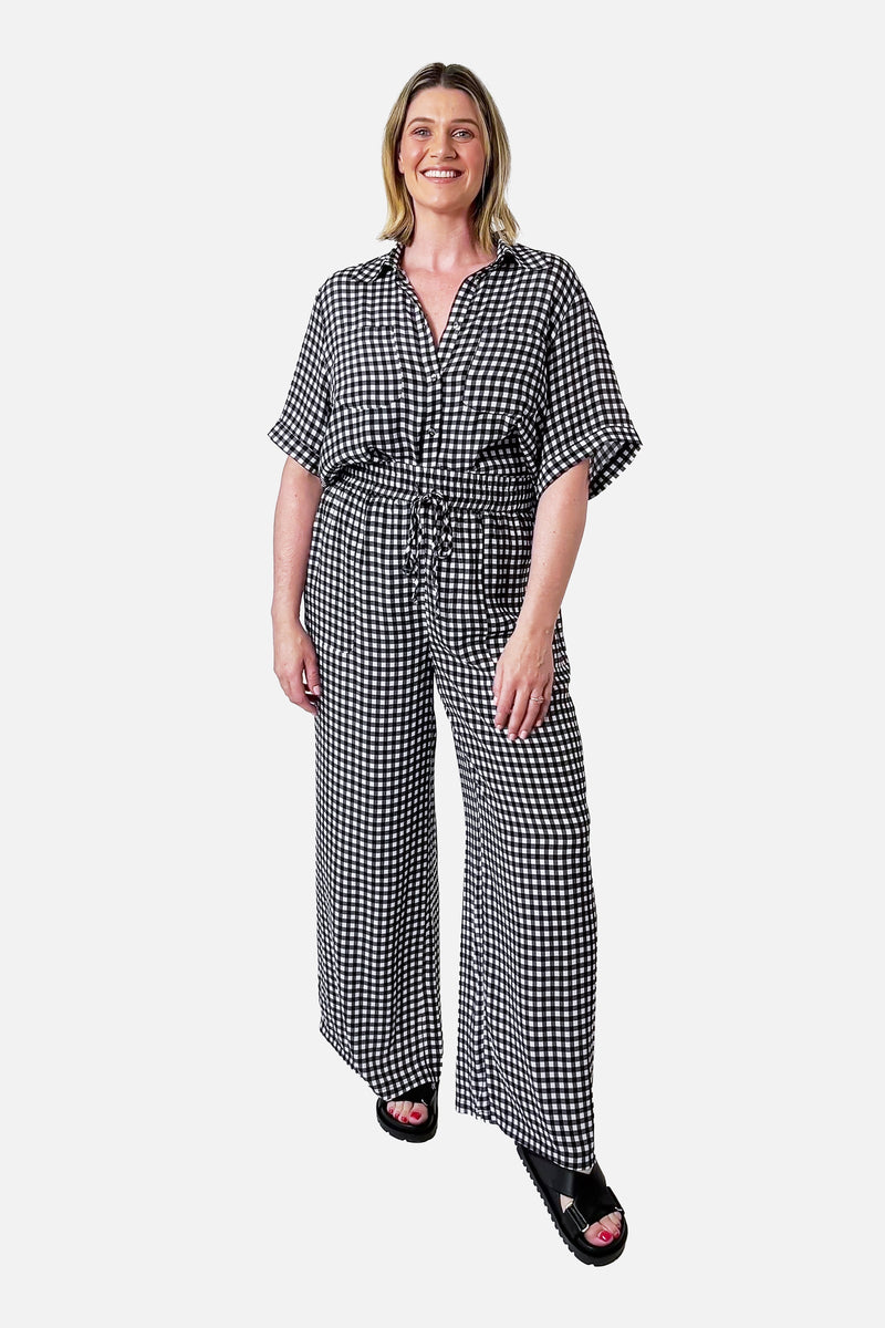 UNE PIECE-Palazzo Pants BLACK GINGHAM