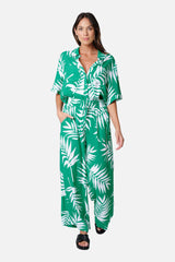 UNE PIECE-Palazzo Pants PALM SILHOUETTE GREEN