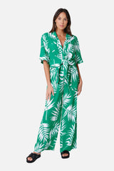 UNE PIECE-Palazzo Pants PALM SILHOUETTE GREEN