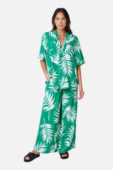 UNE PIECE-Palazzo Pants PALM SILHOUETTE GREEN