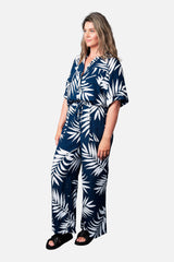 UNE PIECE-Palazzo Pants PALM SILHOUETTE NAVY