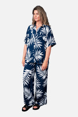 UNE PIECE-Palazzo Pants PALM SILHOUETTE NAVY