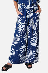 UNE PIECE-Palazzo Pants PALM SILHOUETTE NAVY