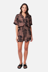 UNE PIECE-Palazzo Shorts PALM SILHOUETTE CHOCOLATE