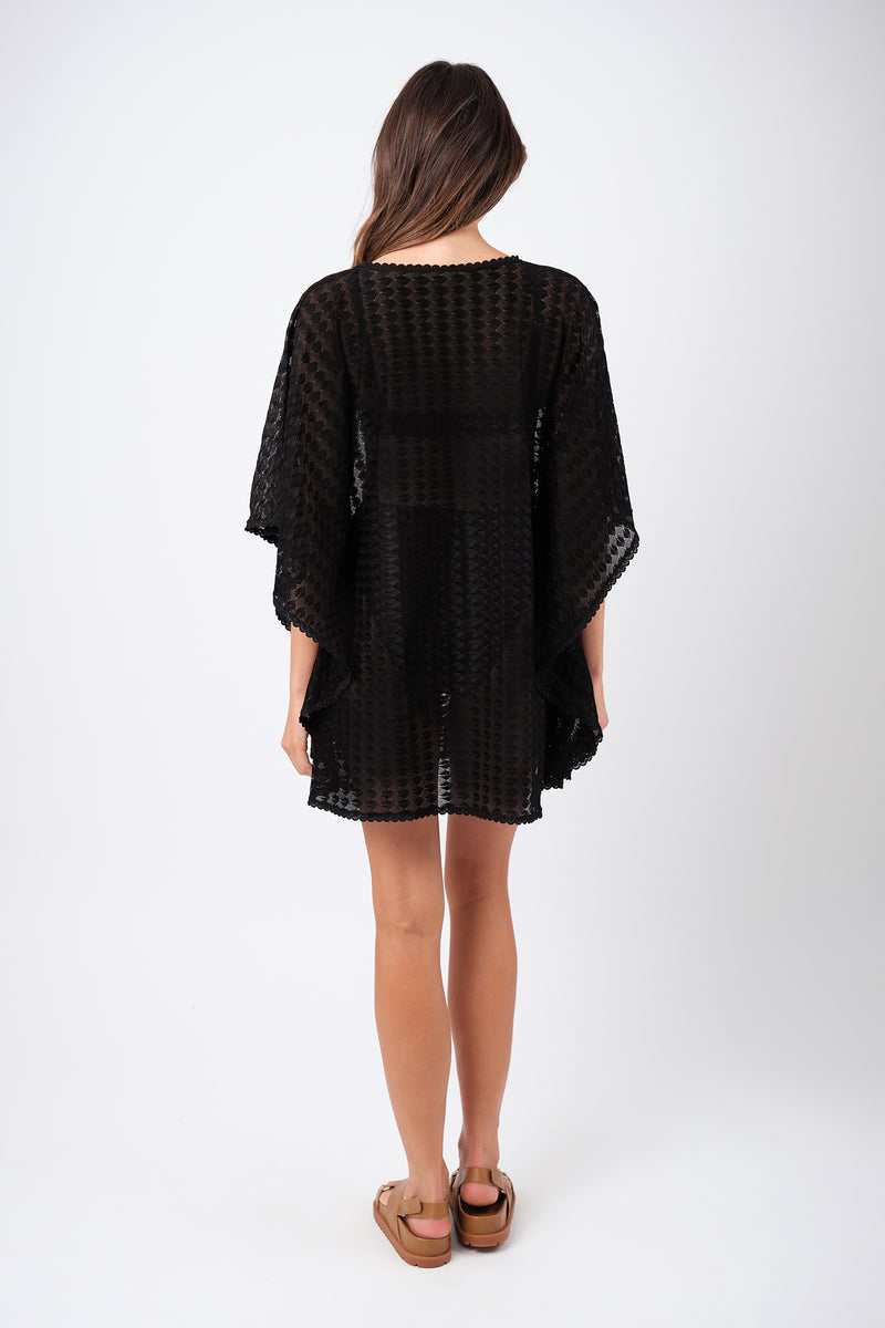 UNE PIECE-Scalloped Lace Kaftan BLACK
