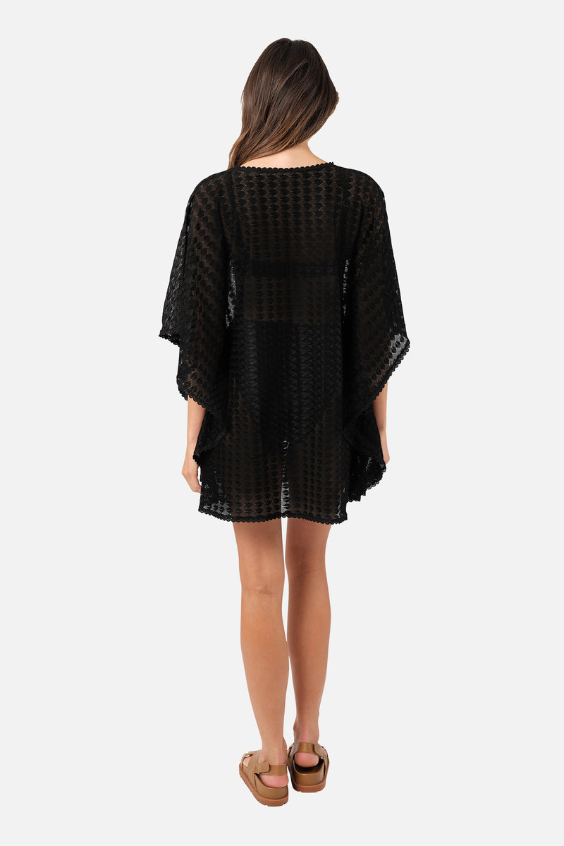 UNE PIECE-Scalloped Lace Kaftan BLACK