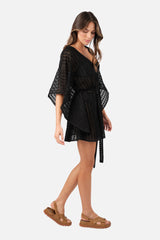 UNE PIECE-Scalloped Lace Kaftan BLACK