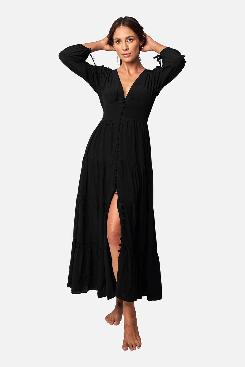 UNE PIECE-Long Sleeve Maxi Dress BLACK