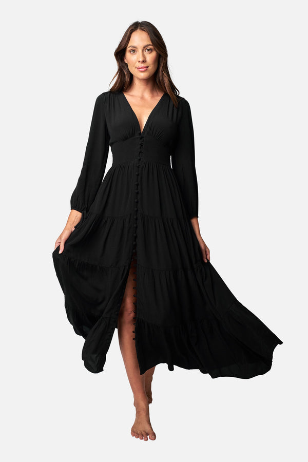 UNE PIECE-Long Sleeve Maxi Dress BLACK