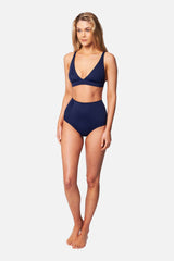 UNE PIECE-Never Say Never High-Waisted Bikini Bottom NAVY