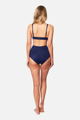 UNE PIECE-Never Say Never High-Waisted Bikini Bottom NAVY
